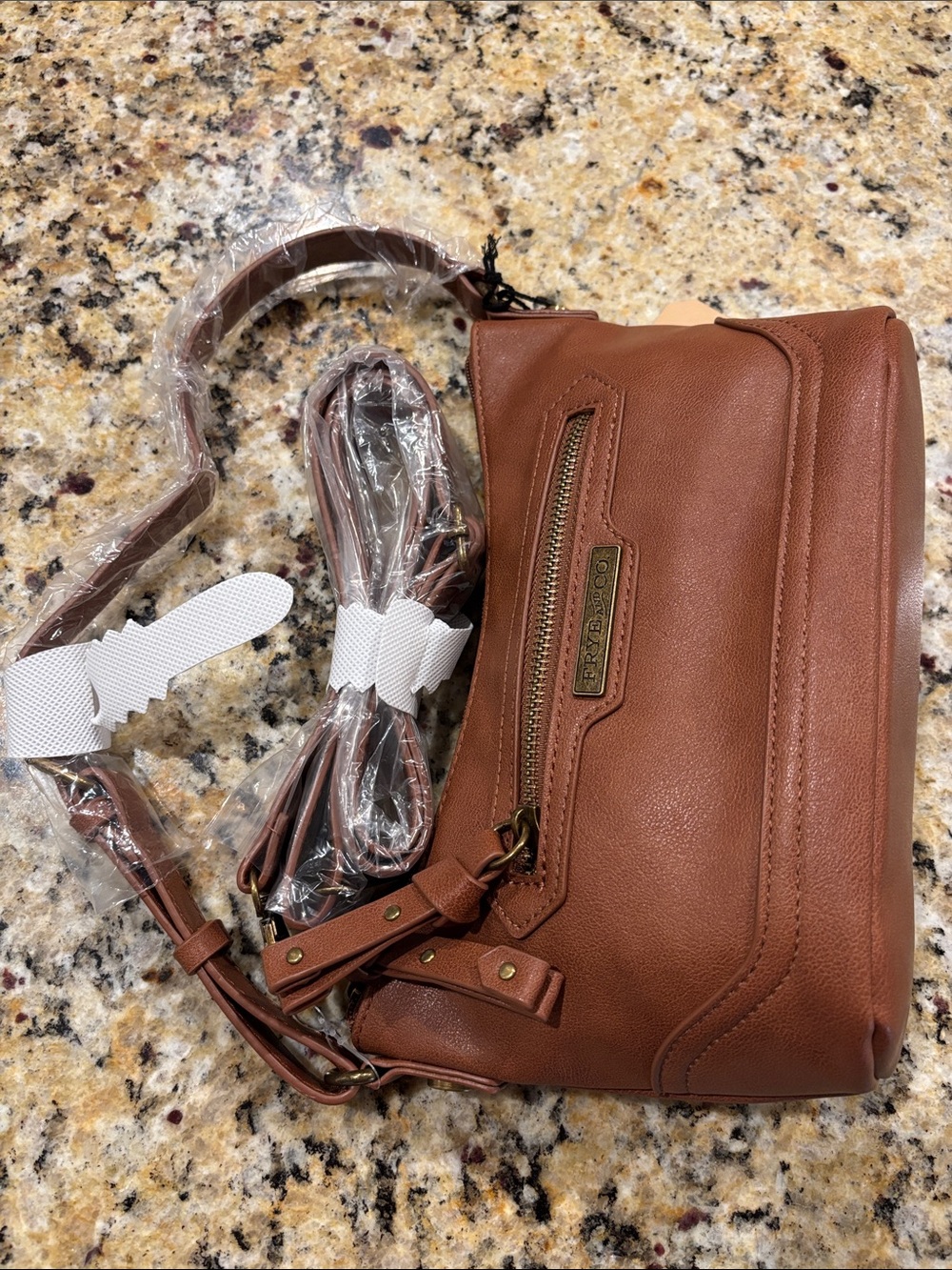 Frye Saddle Brown Leather Crossbody with Front Zip